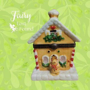 ABBOTT Gingerbread House Porcelain Hinged Trinket Box